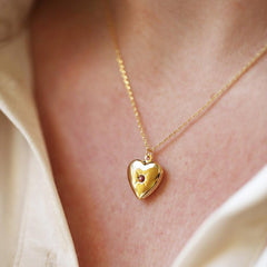 Birthstone Heart Locket Necklace