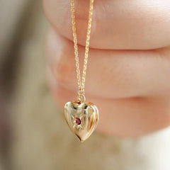 Birthstone Heart Locket Necklace
