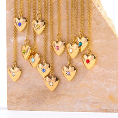 Birthstone Heart Locket Necklace